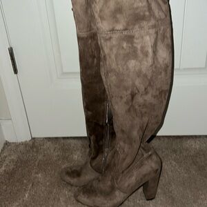 Suede Thigh High Heel Boots